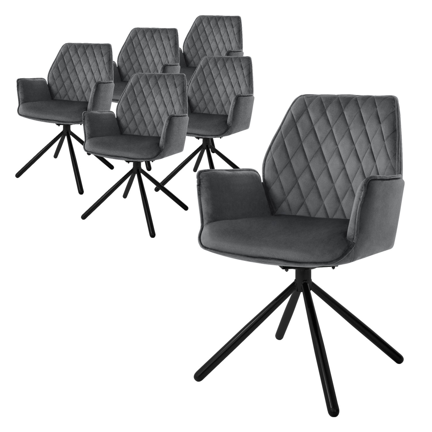 ML-Design Esszimmerstühle 6Er Set Samt Anthrazit mit Arm- Rückenlehne Drehstuhl ML-Design Esszimmerstühle 6Er Set Samt Anthrazit mit Arm- Rückenlehne Drehstuhl von ML-Design