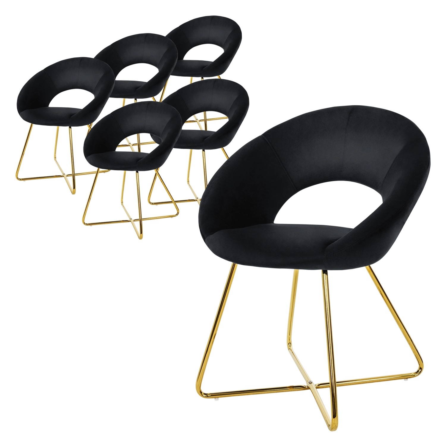 ML-Design Esszimmerstühle 6Er Set Samt Schwarz Runder Rückenlehne Polsterstuhl ML-Design Esszimmerstühle 6Er Set Samt Schwarz Runder Rückenlehne Polsterstuhl von ML-Design