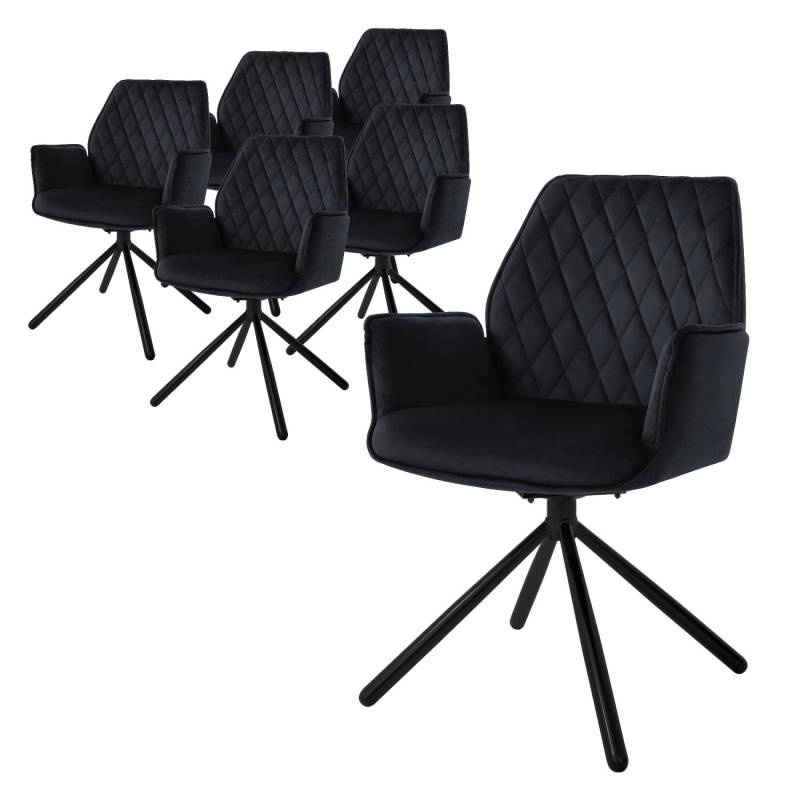 ML-Design Esszimmerstühle 6Er Set Samt Schwarz mit Arm und Rückenlehne Drehstuhl ML-Design Esszimmerstühle 6Er Set Samt Schwarz mit Arm und Rückenlehne Drehstuhl von ML-Design