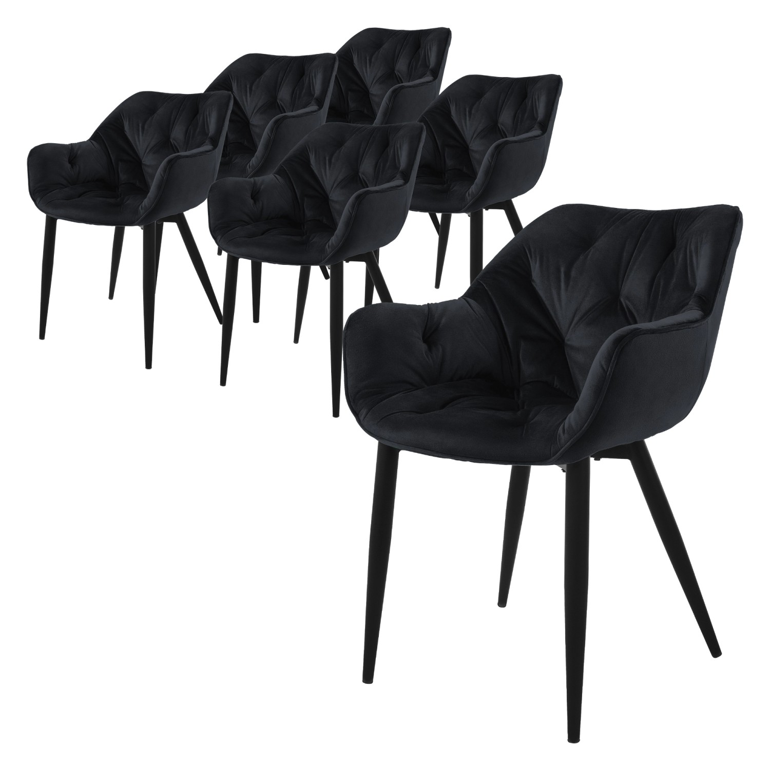 ML-Design Esszimmerstühle 6Er Set Schwarz Küchenstuhl mit Dickem Samtstoff Sitz ML-Design Esszimmerstühle 6Er Set Schwarz Küchenstuhl mit Dickem Samtstoff Sitz von ML-Design