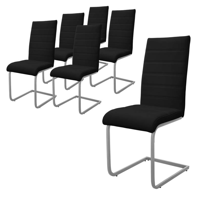 ML-Design Esszimmerstühle 6Er Set Schwarz Schwingstuhl Freischwinger Stuhl von ML-Design