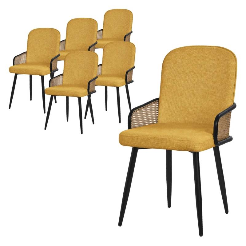 ML-Design Esszimmerstühle 6Er Set Senf mit Stoffbezug Rattan-Optik ML-Design Esszimmerstühle 6Er Set Senf mit Stoffbezug Rattan-Optik von ML-Design