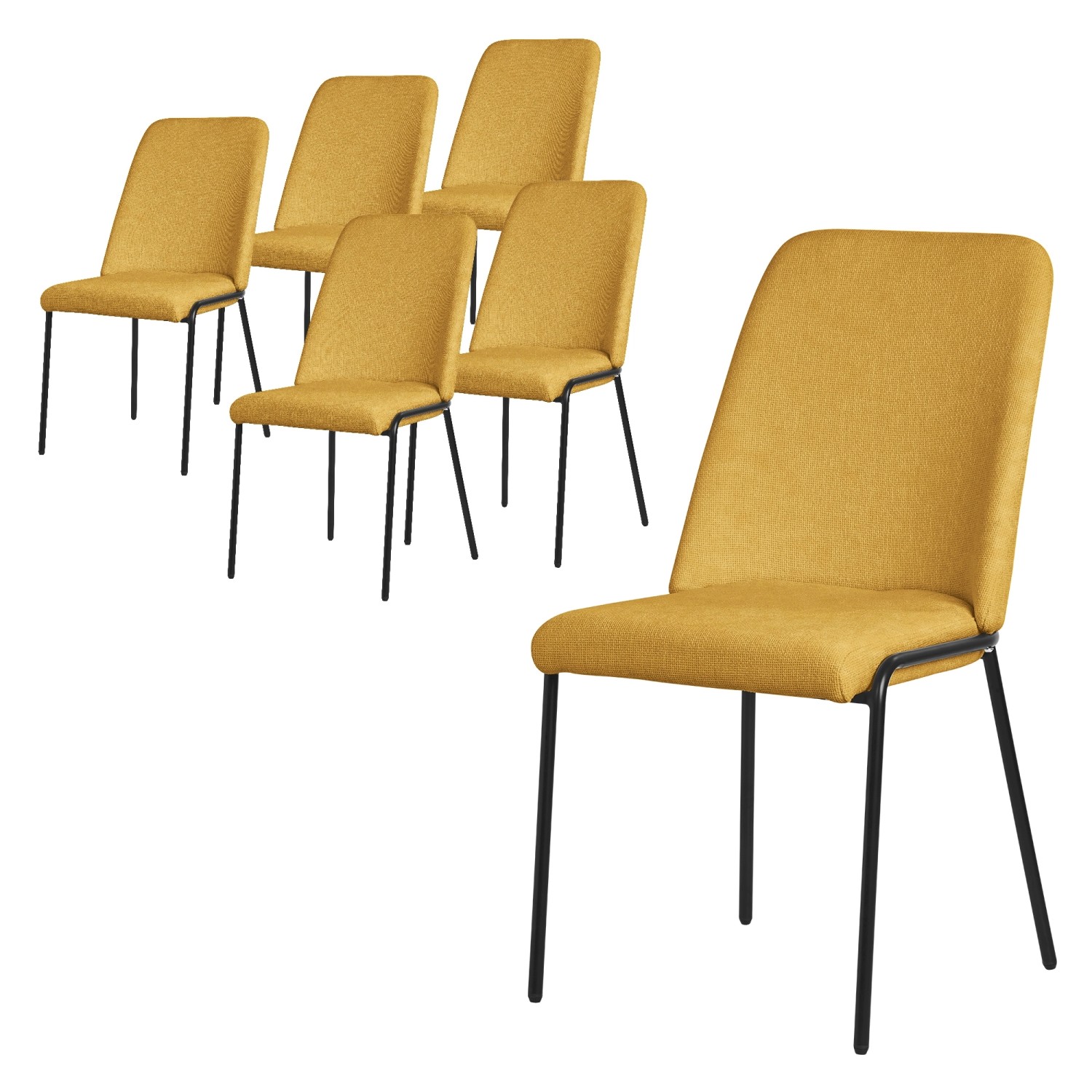 ML-Design Esszimmerstühle 6Er Set Senf mit Stoffbezug und Metallbeine ML-Design Esszimmerstühle 6Er Set Senf mit Stoffbezug und Metallbeine von ML-Design
