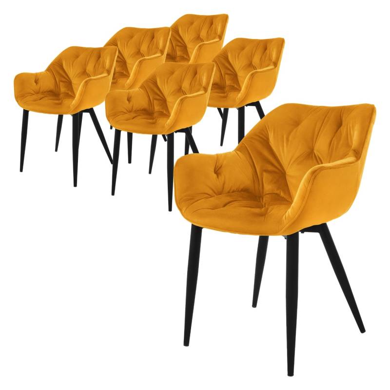 ML-Design Esszimmerstühle 6Er Set Senfgelb Küchenstuhl mit Dickem Samtstoff von ML-Design