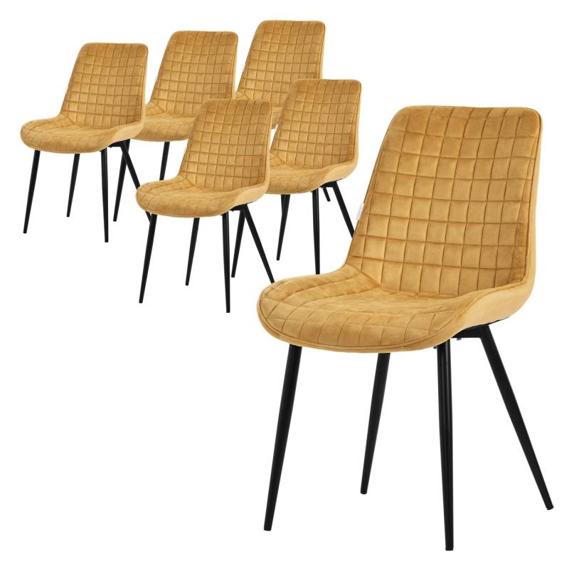 ML-Design Esszimmerstühle 6Er Set Senfgelb Sitzfläche aus Samt mit Rückenlehne von ML-Design
