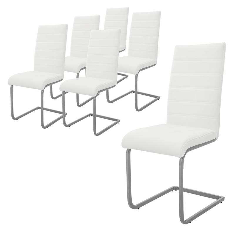 ML-Design Esszimmerstühle 6Er Set Weiß aus Kunstleder und Metall von ML-Design