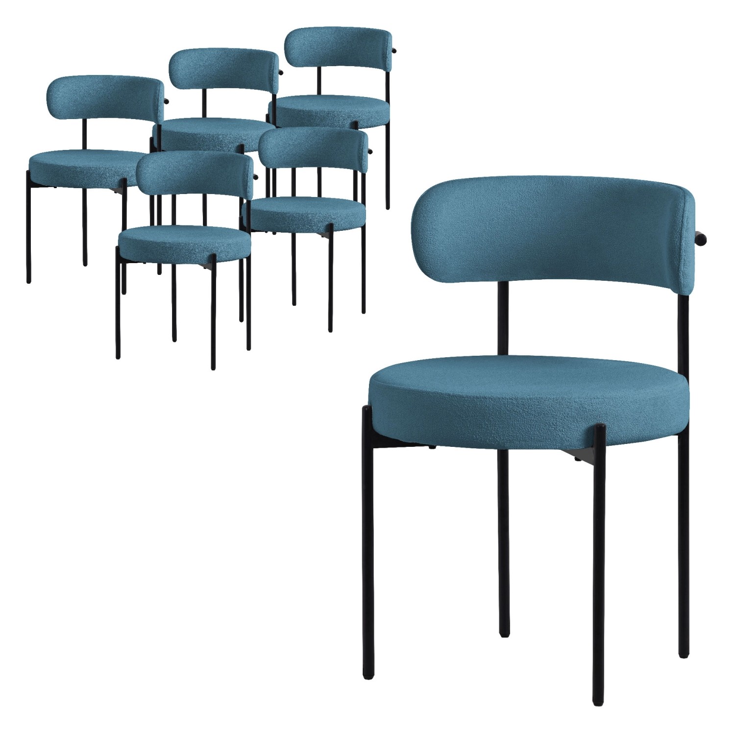 ML-Design Esszimmerstühle 6Er Set aus Teddystoff Blau mit Rückenlehne ML-Design Esszimmerstühle 6Er Set aus Teddystoff Blau mit Rückenlehne von ML-Design