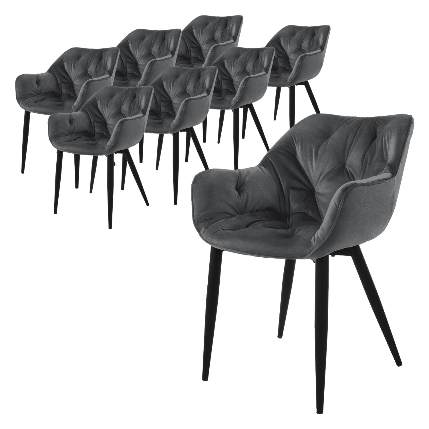 ML-Design Esszimmerstühle 8Er Set Anthrazit Küchenstuhl mit Dickem Samtstoff ML-Design Esszimmerstühle 8Er Set Anthrazit Küchenstuhl mit Dickem Samtstoff von ML-Design