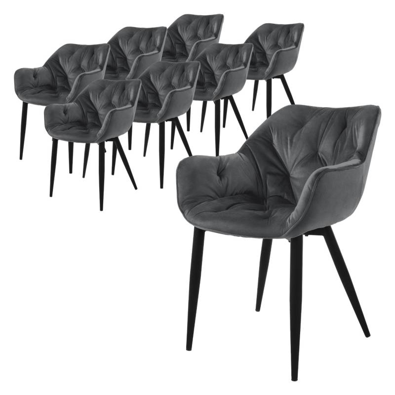 ML-Design Esszimmerstühle 8Er Set Anthrazit Küchenstuhl mit Dickem Samtstoff von ML-Design