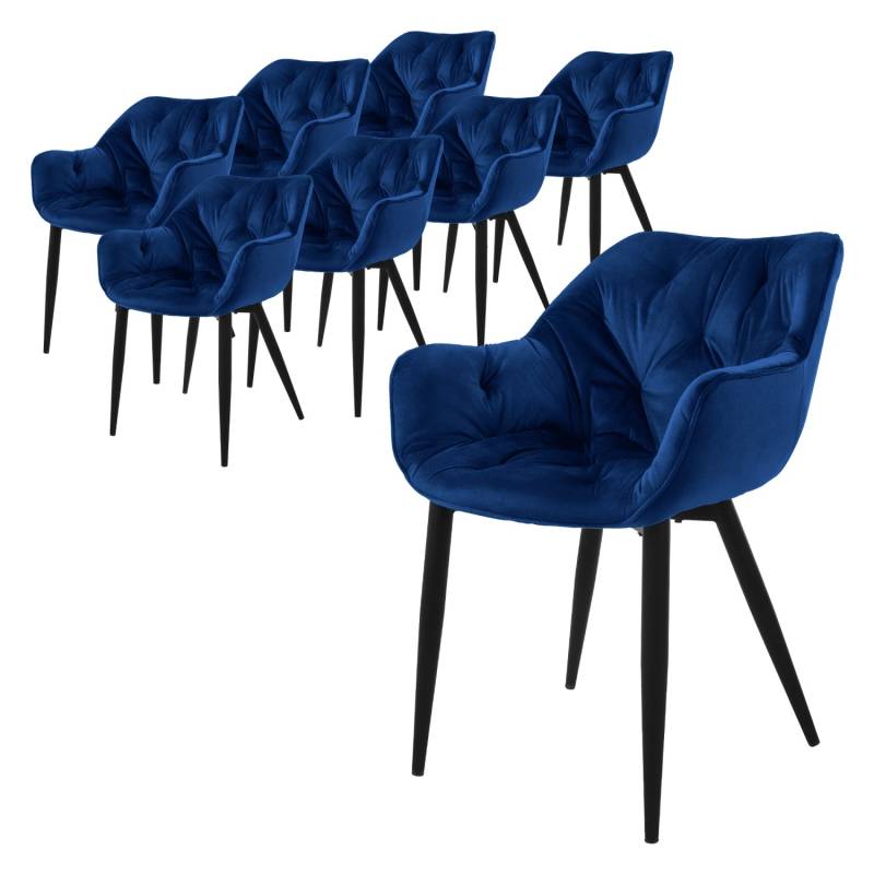 ML-Design Esszimmerstühle 8Er Set Dunkelblau Küchenstuhl mit Dickem Samtstoff von ML-Design