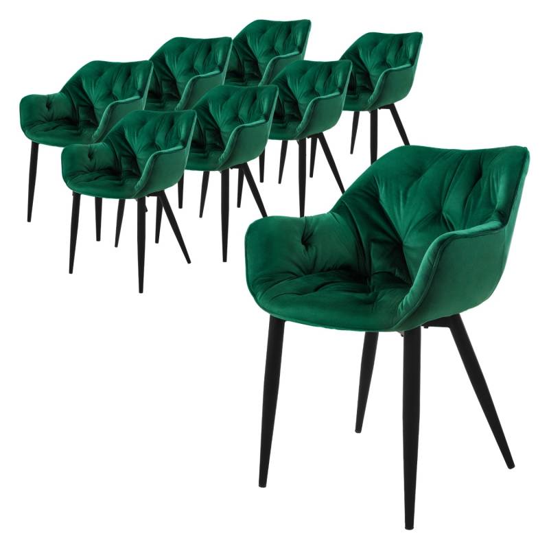 ML-Design Esszimmerstühle 8Er Set Dunkelgrün Küchenstuhl mit Dickem Samtstoff von ML-Design