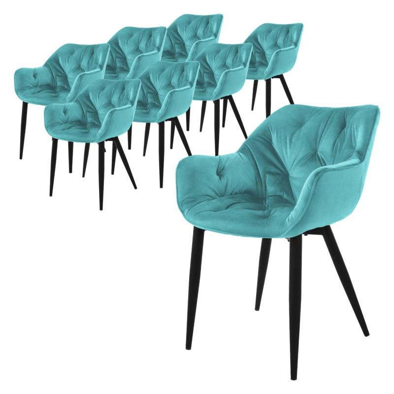 ML-Design Esszimmerstühle 8Er Set Petrol Küchenstuhl mit Dickem Samtstoff von ML-Design