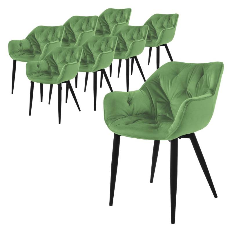 ML-Design Esszimmerstühle 8Er Set Salbei Gepolstert Küchenstuhl mit Dickem Samt von ML-Design