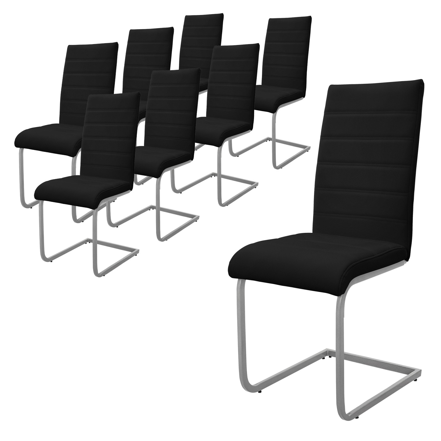 ML-Design Esszimmerstühle 8Er Set Schwarz Schwingstuhl Freischwinger Stuhl von ML-Design