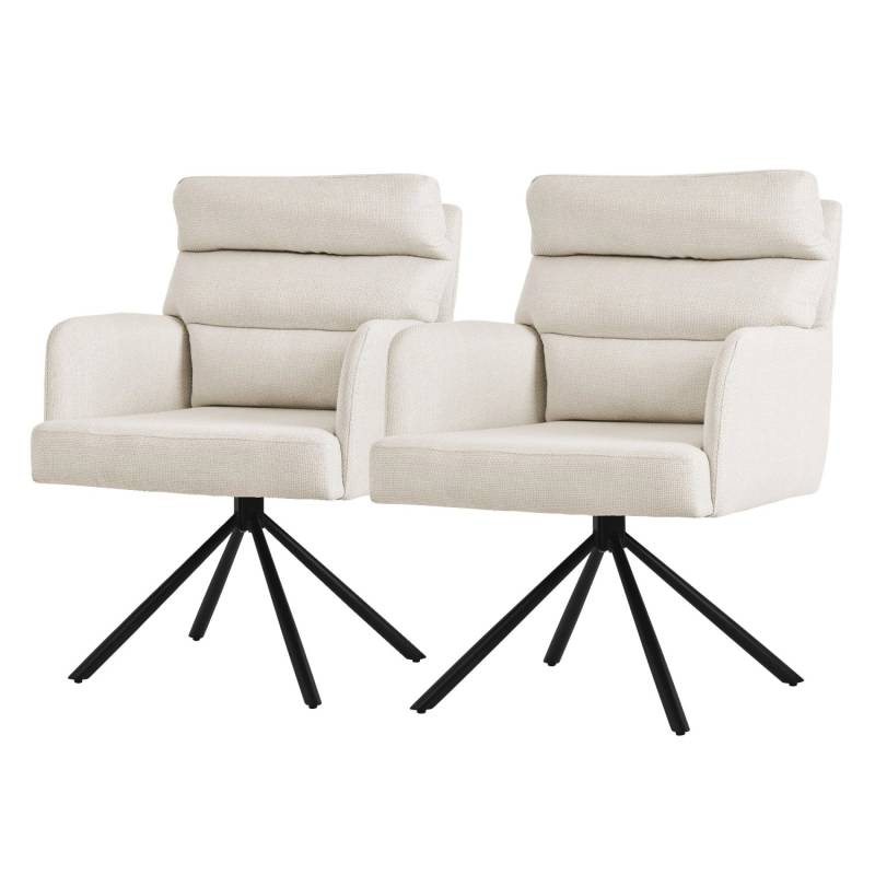 ML-Design Esszimmerstühle Drehbar 2Er Set Beige Arm Rückenlehne Auto-Position von ML-Design