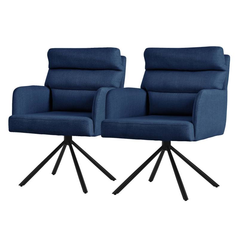 ML-Design Esszimmerstühle Drehbar 2Er Set Dunkelblau Rückenlehne Auto-Position von ML-Design