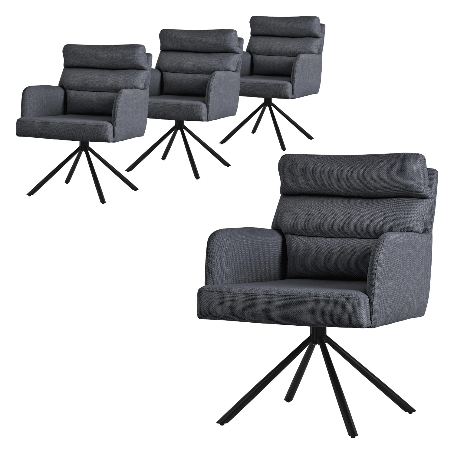 ML-Design Esszimmerstühle Drehbar 4Er Set Anthrazit Rückenlehne Auto-Position ML-Design Esszimmerstühle Drehbar 4Er Set Anthrazit Rückenlehne Auto-Position von ML-Design
