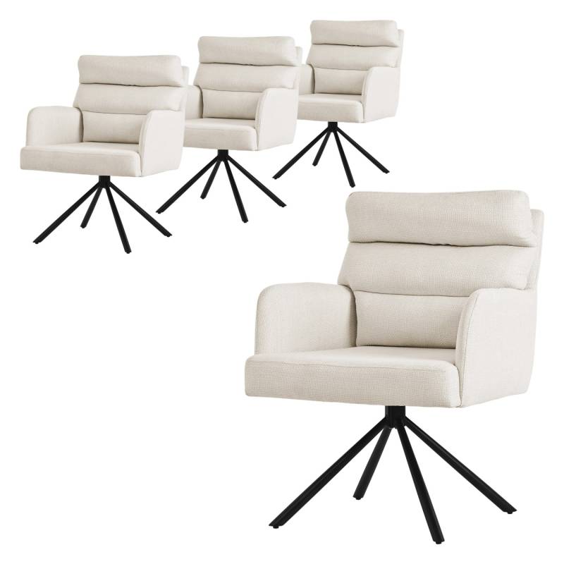 ML-Design Esszimmerstühle Drehbar 4Er Set Beige Arm Rückenlehne Auto-Position von ML-Design