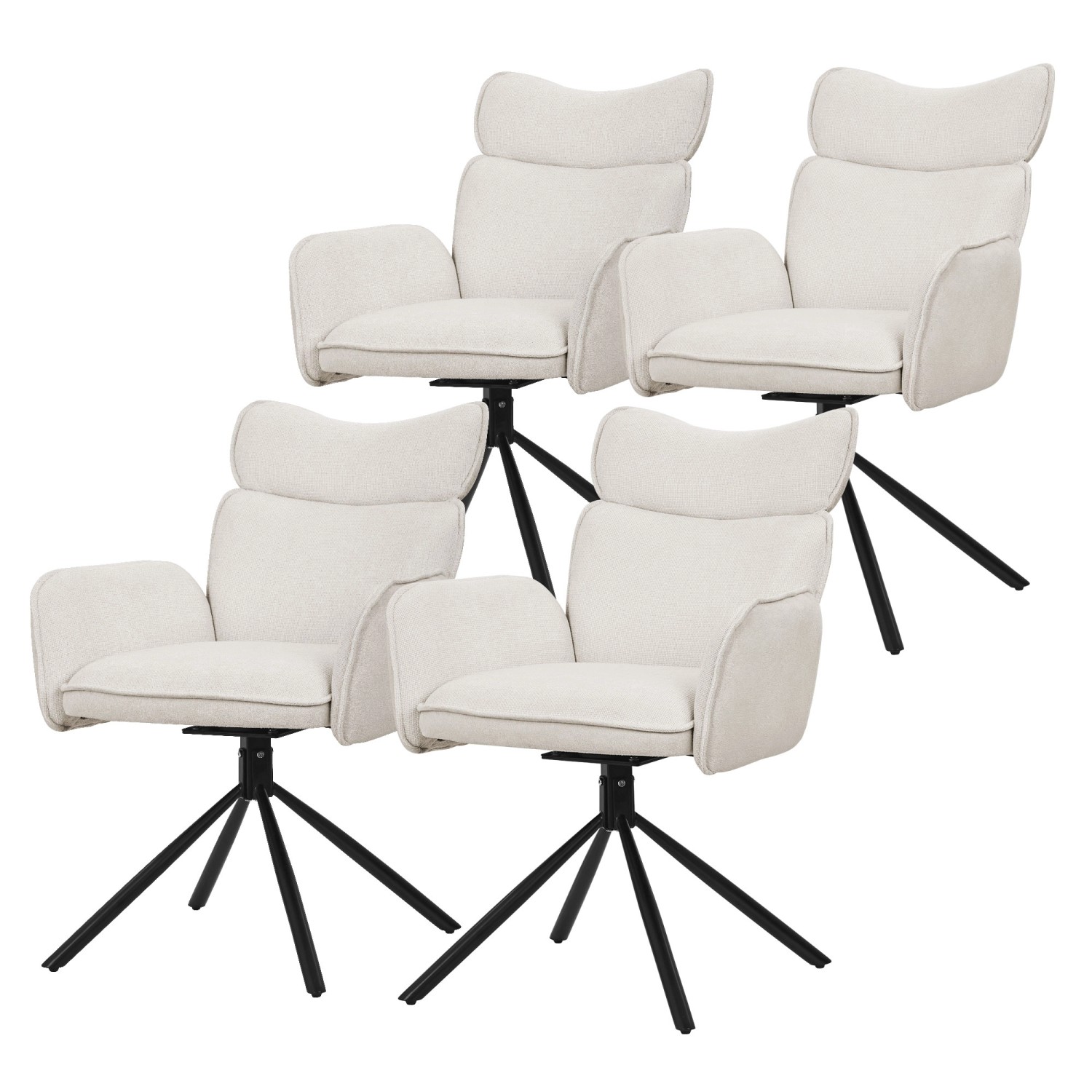 ML-Design Esszimmerstühle Drehbar 4Er Set Beige mit Stoffbezug ML-Design Esszimmerstühle Drehbar 4Er Set Beige mit Stoffbezug von ML-Design