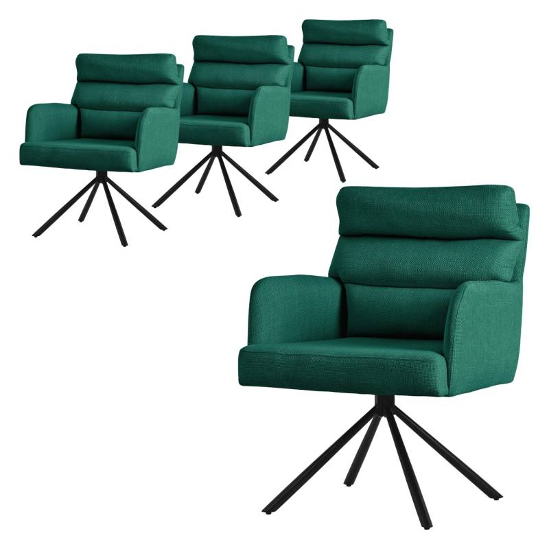 ML-Design Esszimmerstühle Drehbar 4Er Set Dunkelgrün Rückenlehne Auto-Position von ML-Design