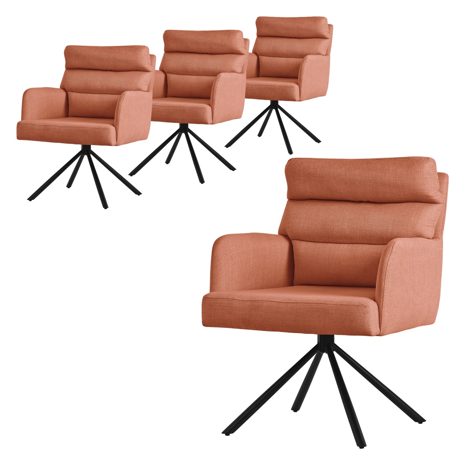 ML-Design Esszimmerstühle Drehbar 4Er Set Orange Arm Rückenlehne Auto-Position ML-Design Esszimmerstühle Drehbar 4Er Set Orange Arm Rückenlehne Auto-Position von ML-Design