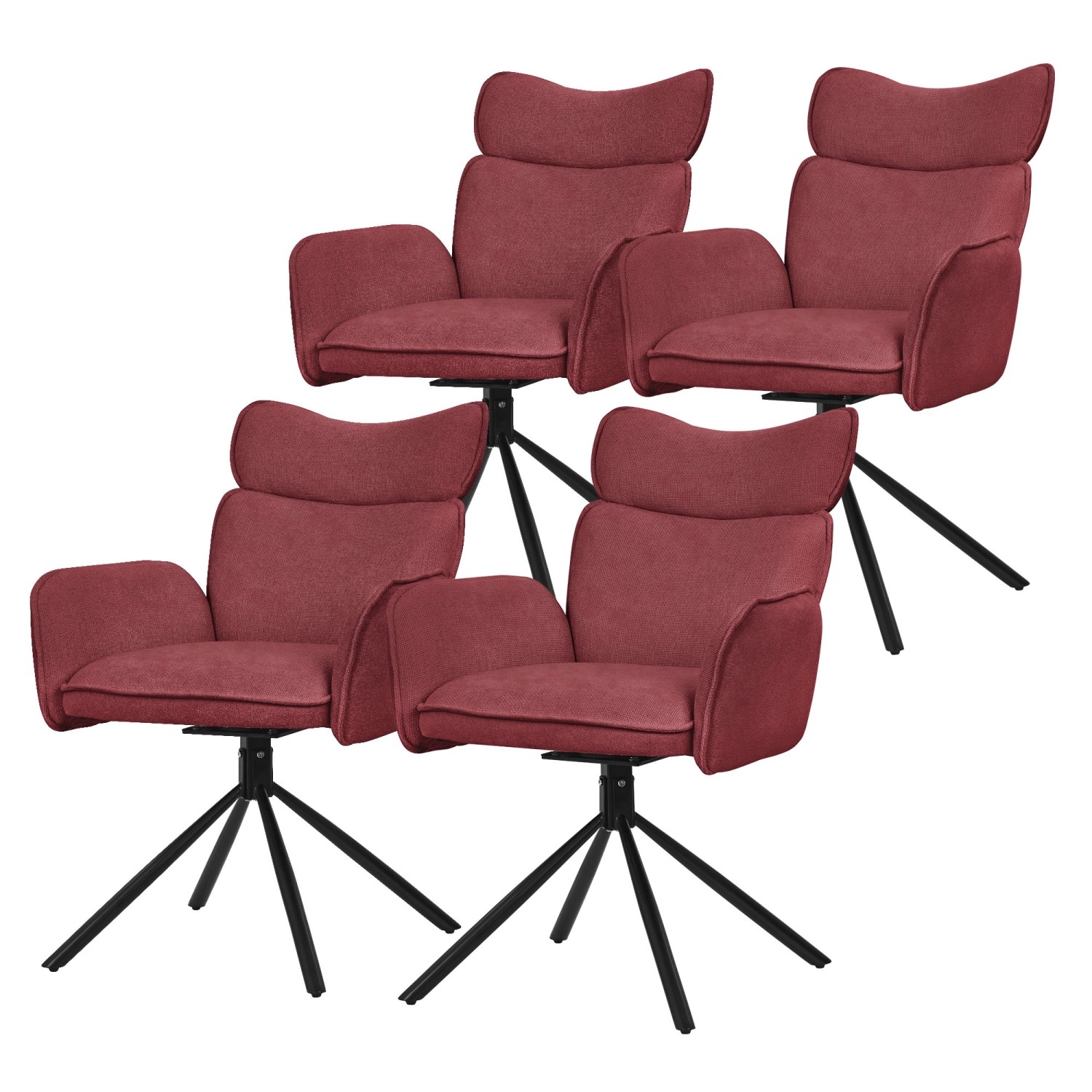 ML-Design Esszimmerstühle Drehbar 4Er Set Rot mit Stoffbezug ML-Design Esszimmerstühle Drehbar 4Er Set Rot mit Stoffbezug von ML-Design