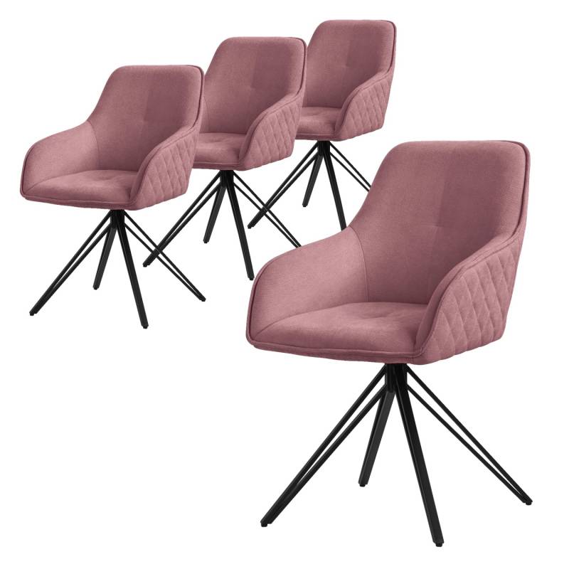 ML-Design Esszimmerstühle Drehbar 4Er Set Textil Webstoff Altrosa Drehstuhl von ML-Design