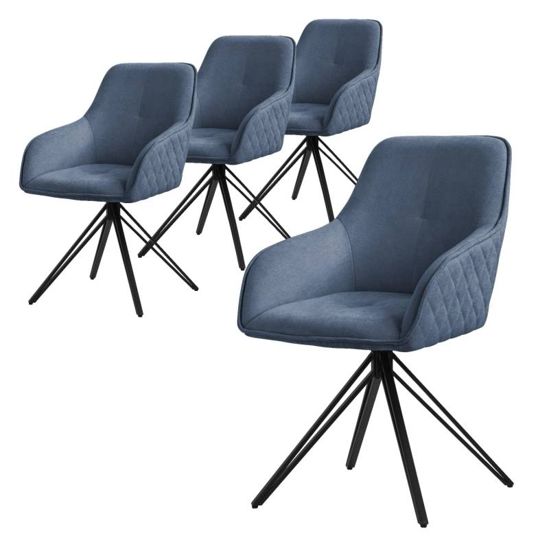 ML-Design Esszimmerstühle Drehbar 4Er Set Textil Webstoff Blau Drehstuhl von ML-Design