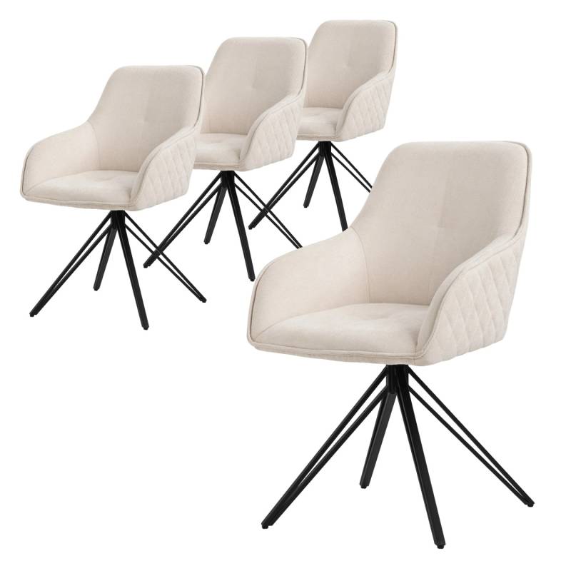 ML-Design Esszimmerstühle Drehbar 4Er Set Textil Webstoff Creme Drehstuhl von ML-Design
