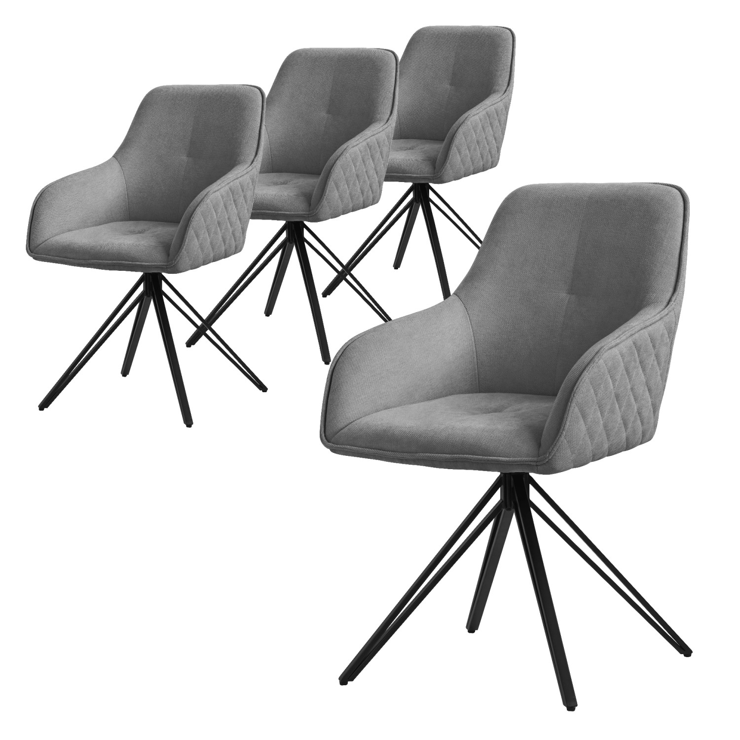 ML-Design Esszimmerstühle Drehbar 4Er Set Textil Webstoff Grau Drehstuhl ML-Design Esszimmerstühle Drehbar 4Er Set Textil Webstoff Grau Drehstuhl von ML-Design