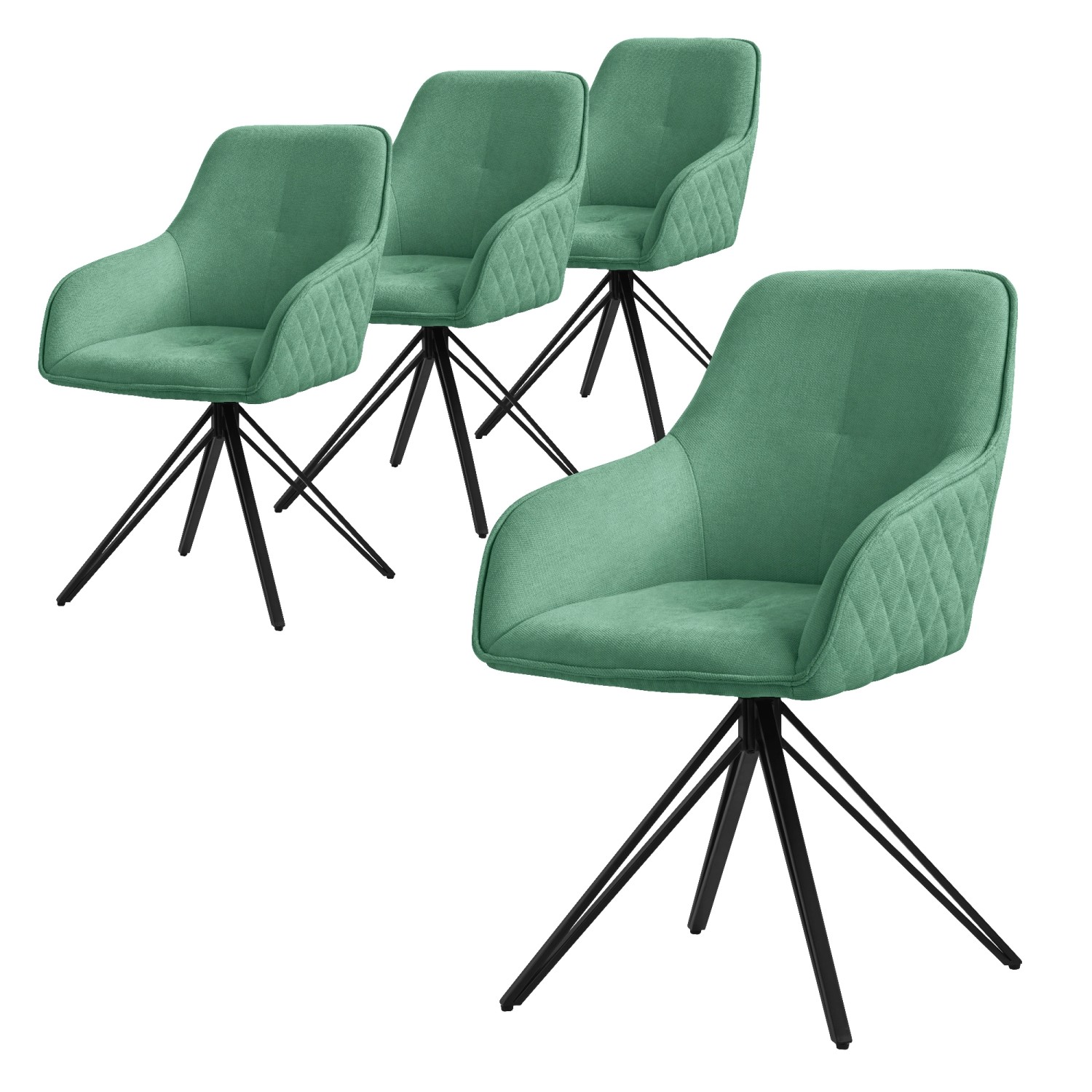 ML-Design Esszimmerstühle Drehbar 4Er Set Textil Webstoff Grün Drehstuhl ML-Design Esszimmerstühle Drehbar 4Er Set Textil Webstoff Grün Drehstuhl von ML-Design