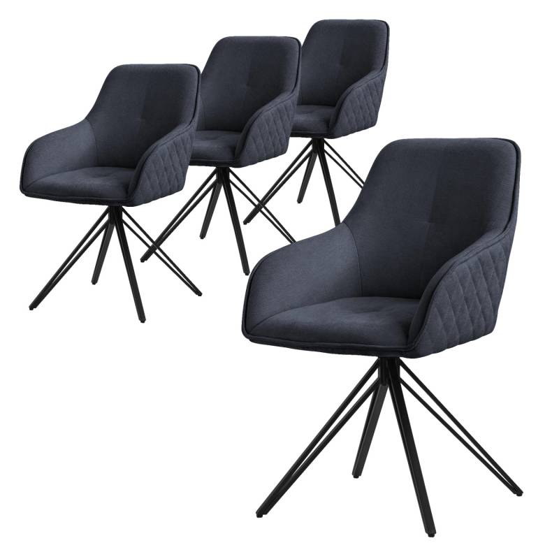 ML-Design Esszimmerstühle Drehbar 4Er Set Textil Webstoff Schwarz Drehstuhl von ML-Design