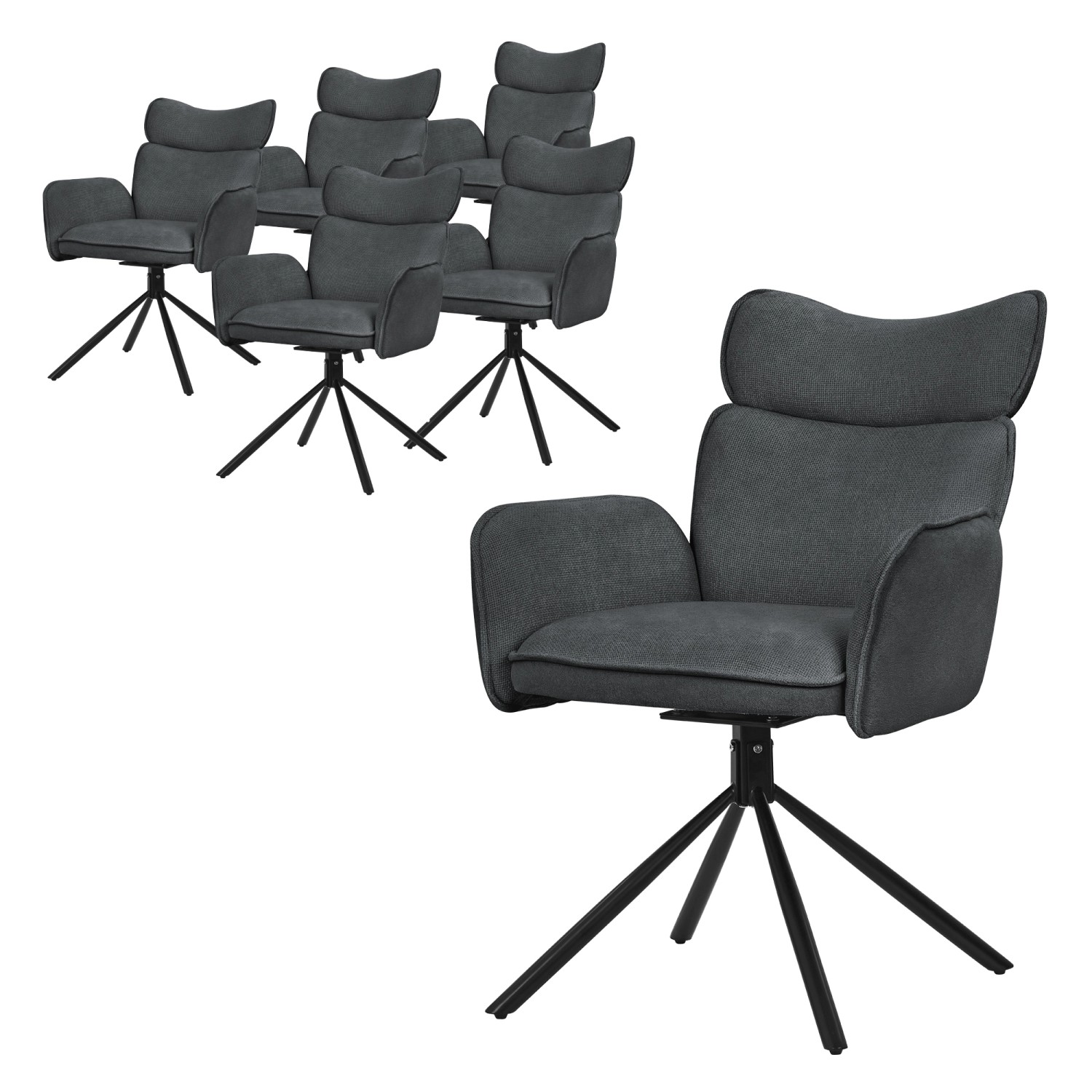 ML-Design Esszimmerstühle Drehbar 6Er Set Anthrazit mit Stoffbezug ML-Design Esszimmerstühle Drehbar 6Er Set Anthrazit mit Stoffbezug von ML-Design