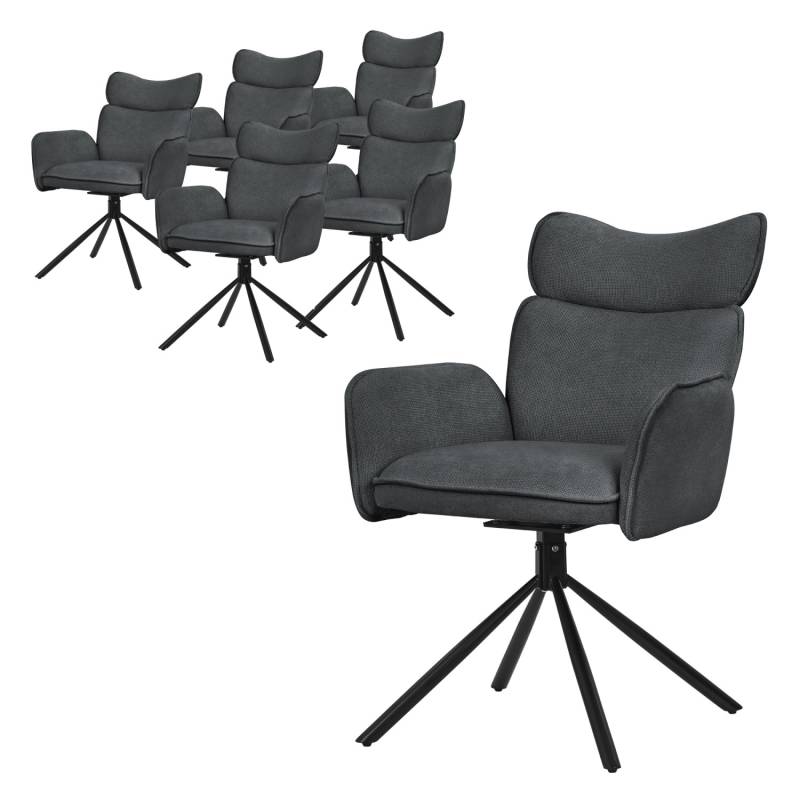 ML-Design Esszimmerstühle Drehbar 6Er Set Anthrazit mit Stoffbezug von ML-Design