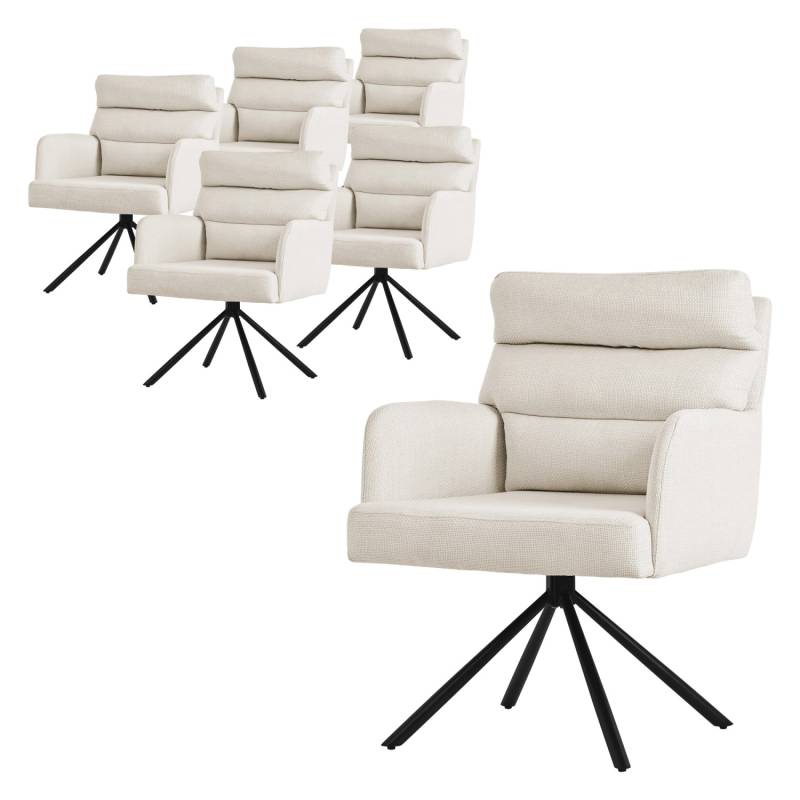 ML-Design Esszimmerstühle Drehbar 6Er Set Beige Arm Rückenlehne Auto-Position von ML-Design