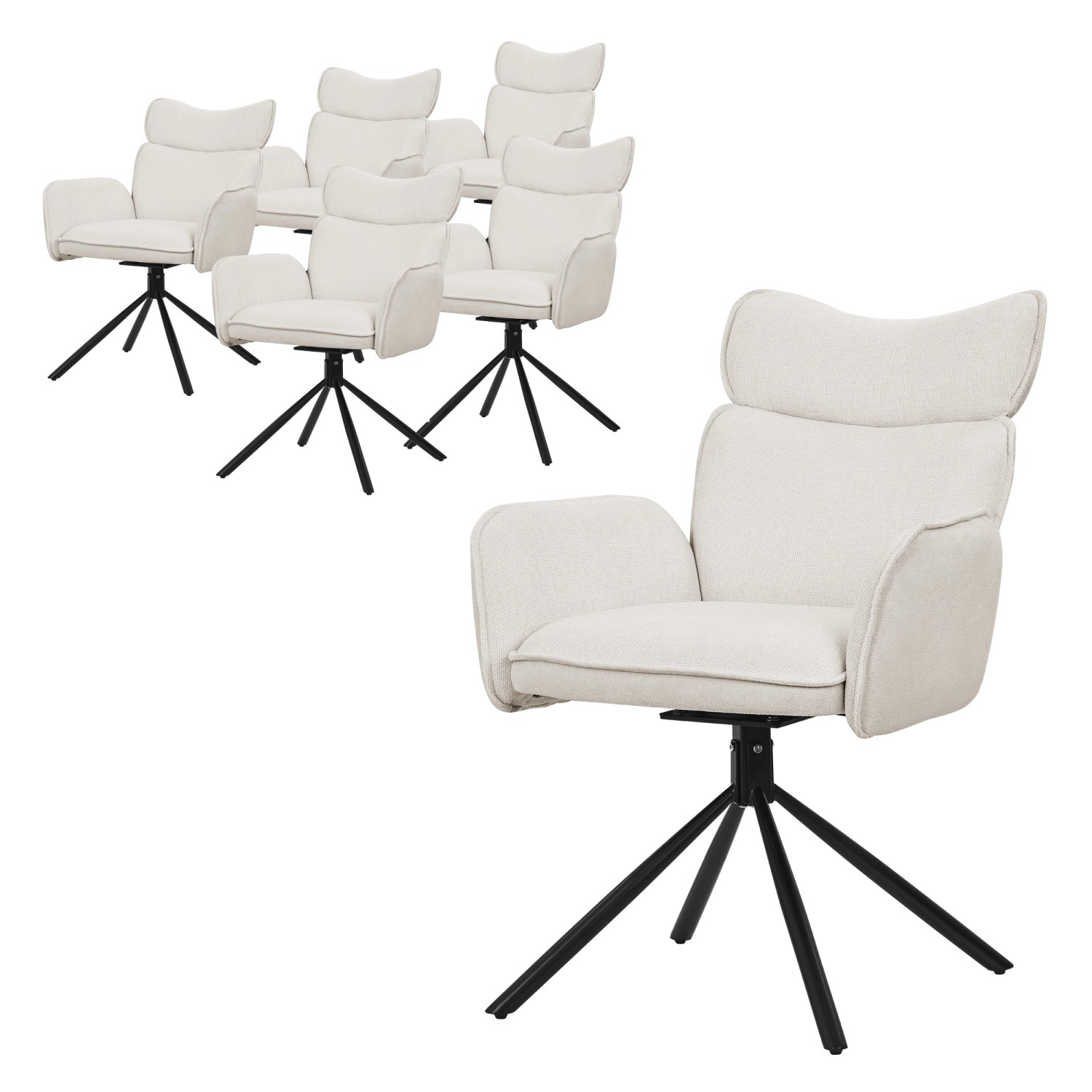 ML-Design Esszimmerstühle Drehbar 6Er Set Beige mit Stoffbezug ML-Design Esszimmerstühle Drehbar 6Er Set Beige mit Stoffbezug von ML-Design