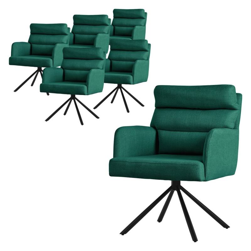 ML-Design Esszimmerstühle Drehbar 6Er Set Dunkelgrün Rückenlehne Auto-Position von ML-Design