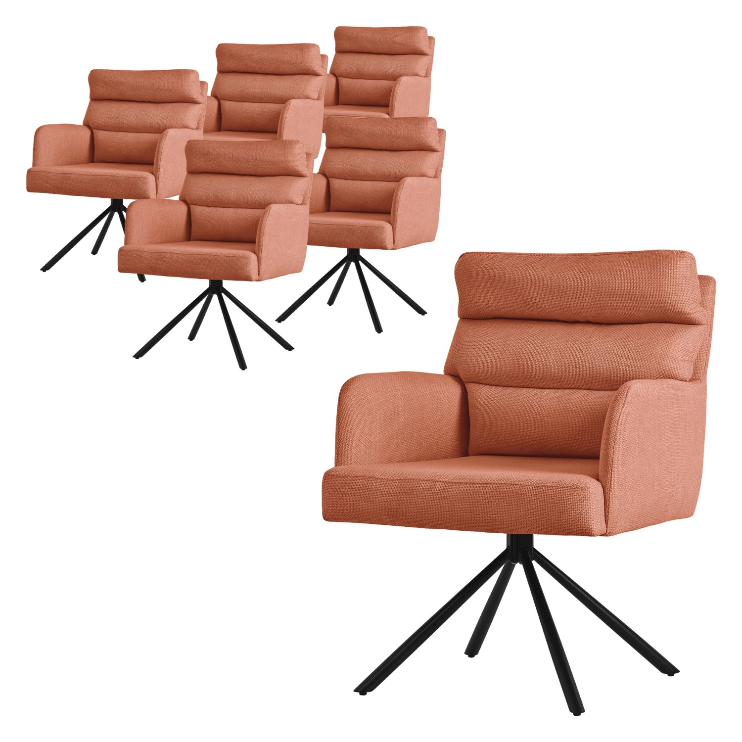 ML-Design Esszimmerstühle Drehbar 6Er Set Orange Arm Rückenlehne Auto-Position ML-Design Esszimmerstühle Drehbar 6Er Set Orange Arm Rückenlehne Auto-Position von ML-Design