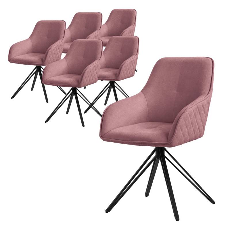 ML-Design Esszimmerstühle Drehbar 6Er Set Textil Webstoff Altrosa Drehstuhl von ML-Design