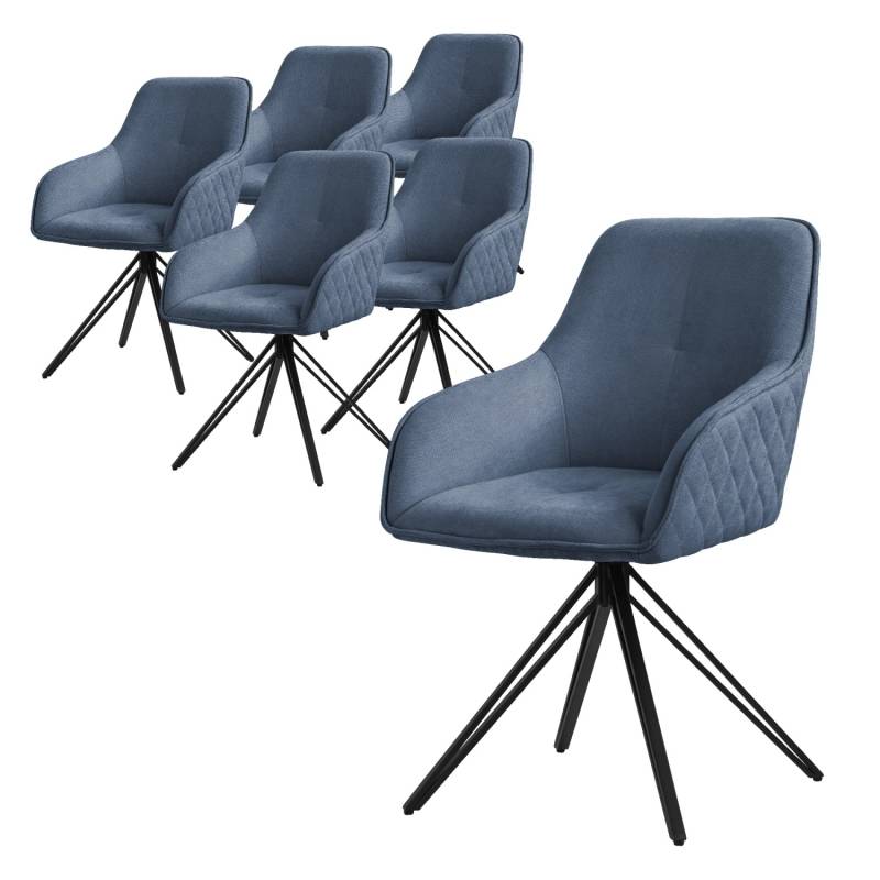 ML-Design Esszimmerstühle Drehbar 6Er Set Textil Webstoff Blau Drehstuhl von ML-Design