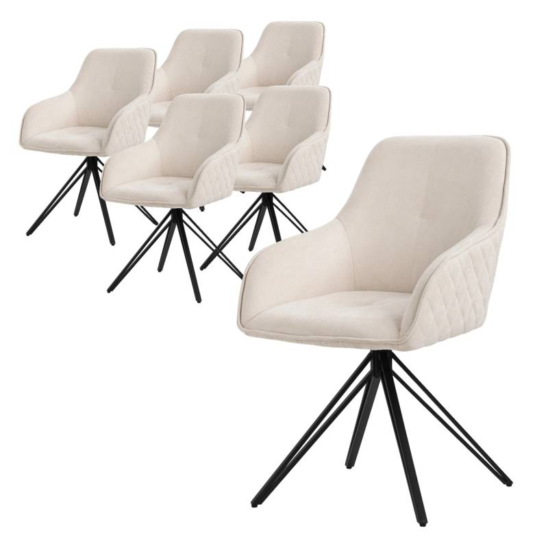 ML-Design Esszimmerstühle Drehbar 6Er Set Textil Webstoff Creme Drehstuhl von ML-Design
