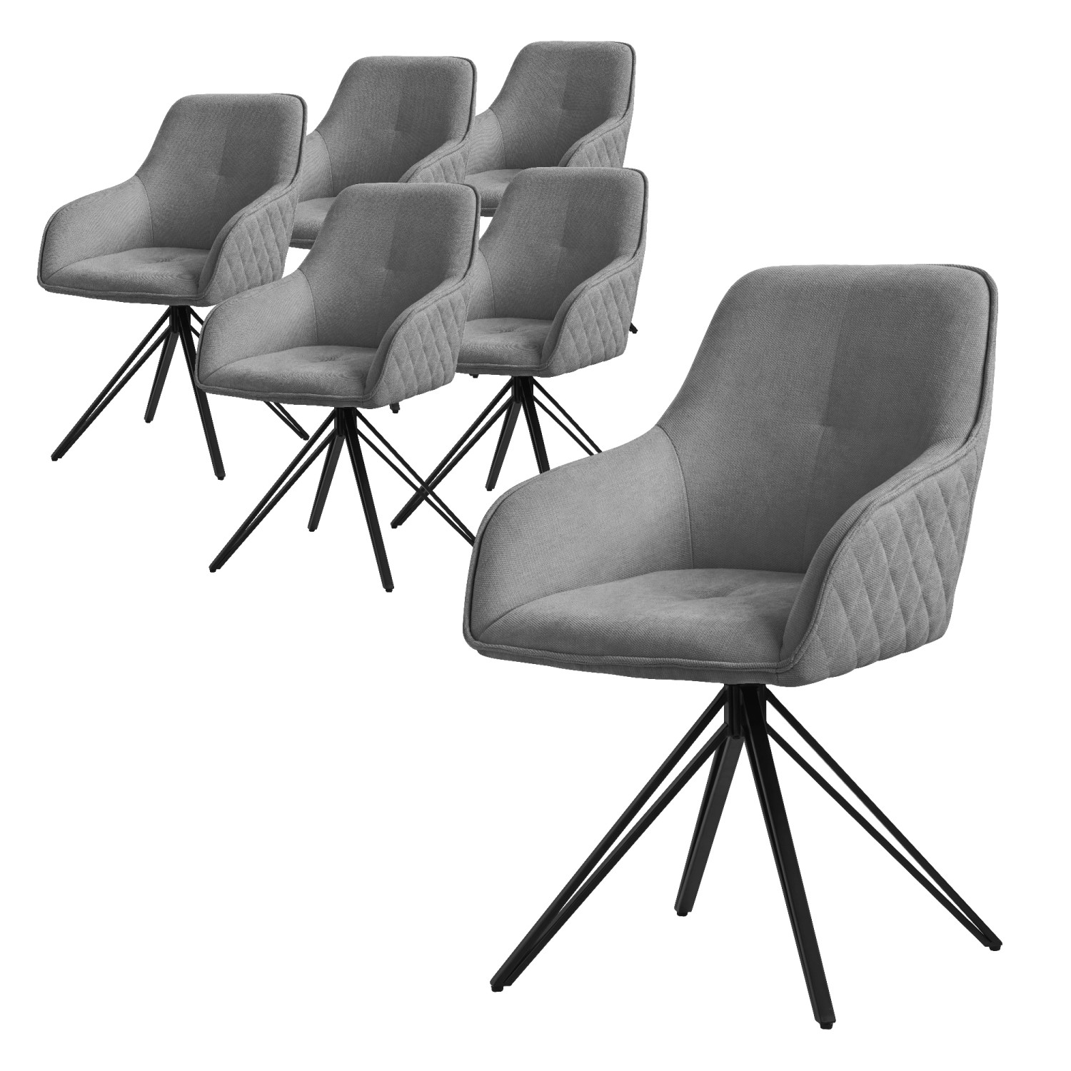 ML-Design Esszimmerstühle Drehbar 6Er Set Textil Webstoff Grau Drehstuhl ML-Design Esszimmerstühle Drehbar 6Er Set Textil Webstoff Grau Drehstuhl von ML-Design