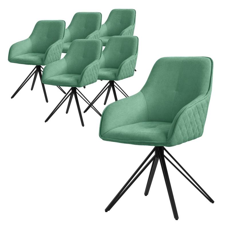 ML-Design Esszimmerstühle Drehbar 6Er Set Textil Webstoff Grün Drehstuhl von ML-Design