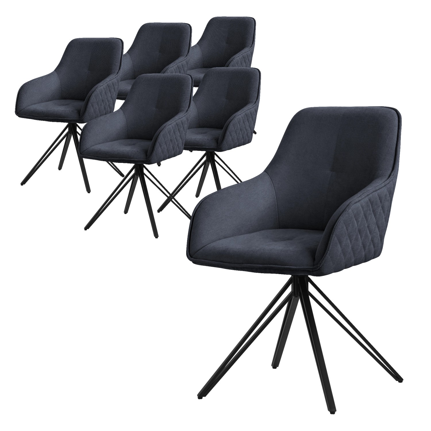 ML-Design Esszimmerstühle Drehbar 6Er Set Textil Webstoff Schwarz Drehstuhl ML-Design Esszimmerstühle Drehbar 6Er Set Textil Webstoff Schwarz Drehstuhl von ML-Design