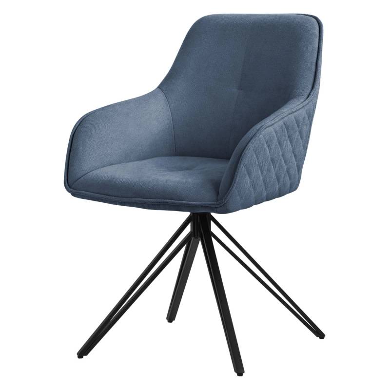 ML-Design Esszimmerstuhl Drehbar aus Textil Webstoff Blau mit Arm Rückenlehne von ML-Design