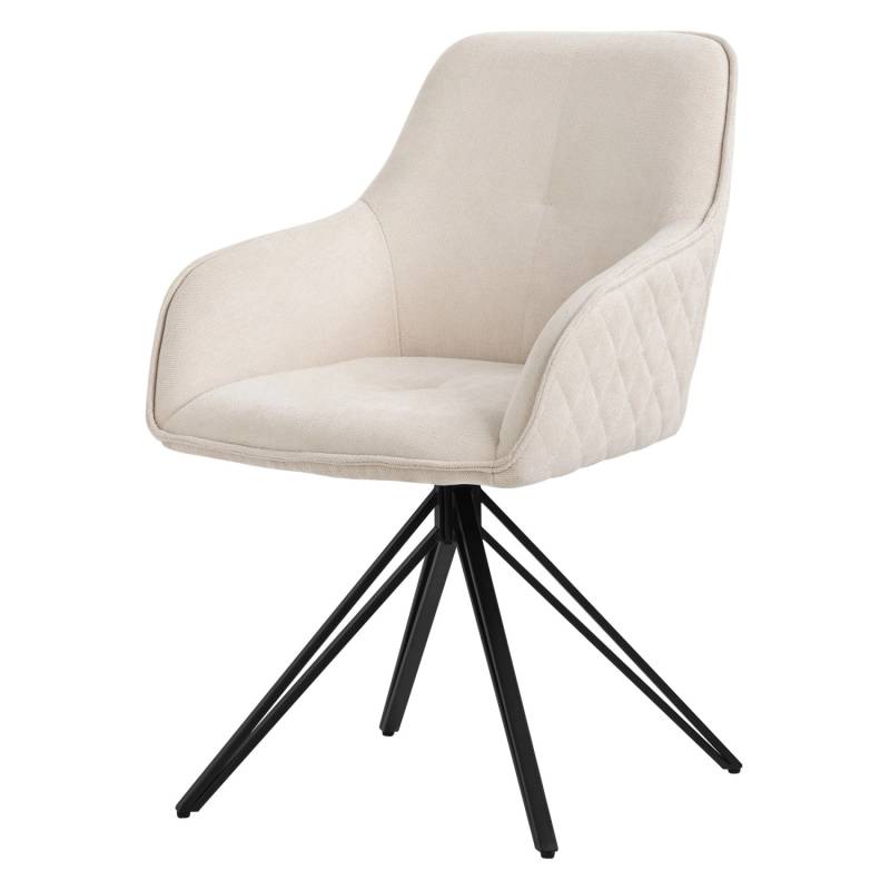ML-Design Esszimmerstuhl Drehbar aus Textil Webstoff Creme mit Arm Rückenlehne von ML-Design