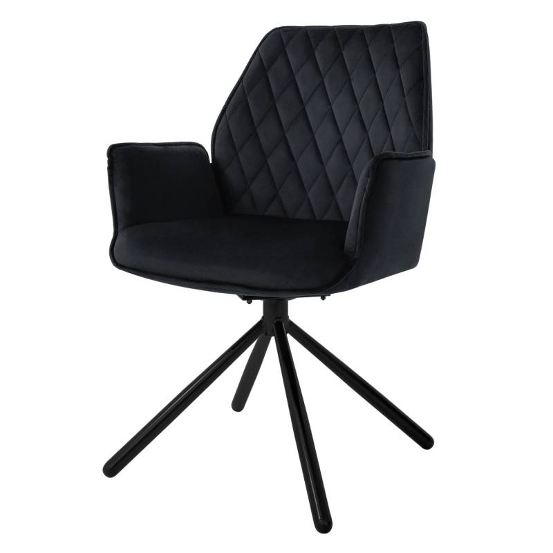 ML-Design Esszimmerstuhl Drehstuhl mit Armlehne Rückenlehne aus Samt Schwarz von ML-Design