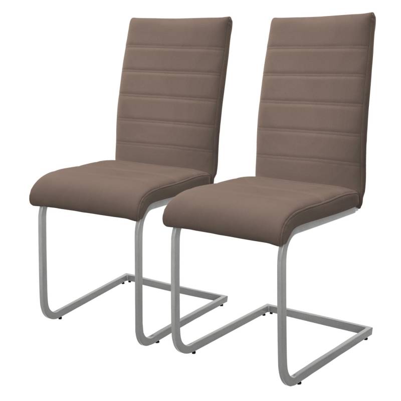 ML-Design Esszimmerstuhl Freischwinger 2Er Set Braun Kunsterlederbezug von ML-Design