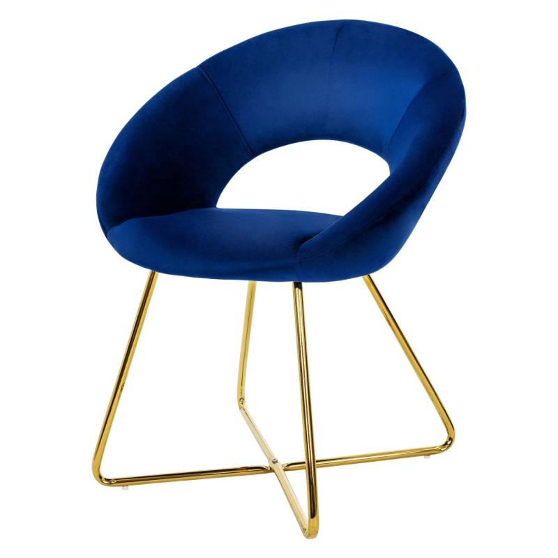 ML-Design Esszimmerstuhl Wohnzimmerstuhl aus Samt Blau mit Runder Rückenlehne von ML-Design