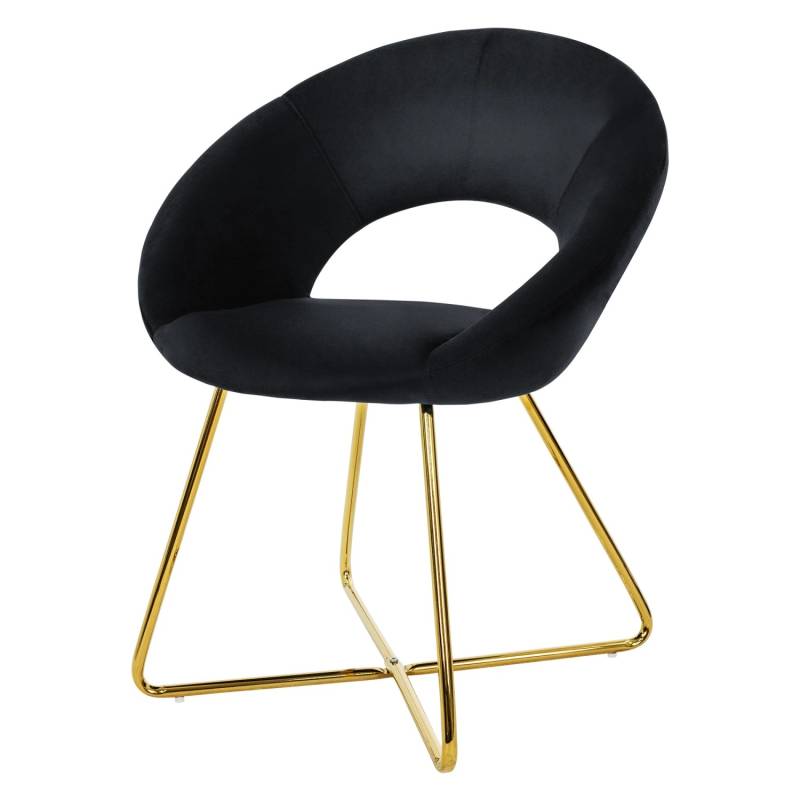 ML-Design Esszimmerstuhl Wohnzimmerstuhl aus Samt Schwarz mit Runder Rückenlehne von ML-Design